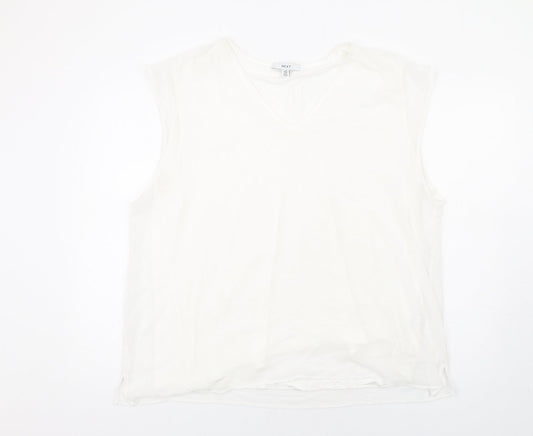 NEXT Womens White Viscose Basic Blouse Size 20 Round Neck