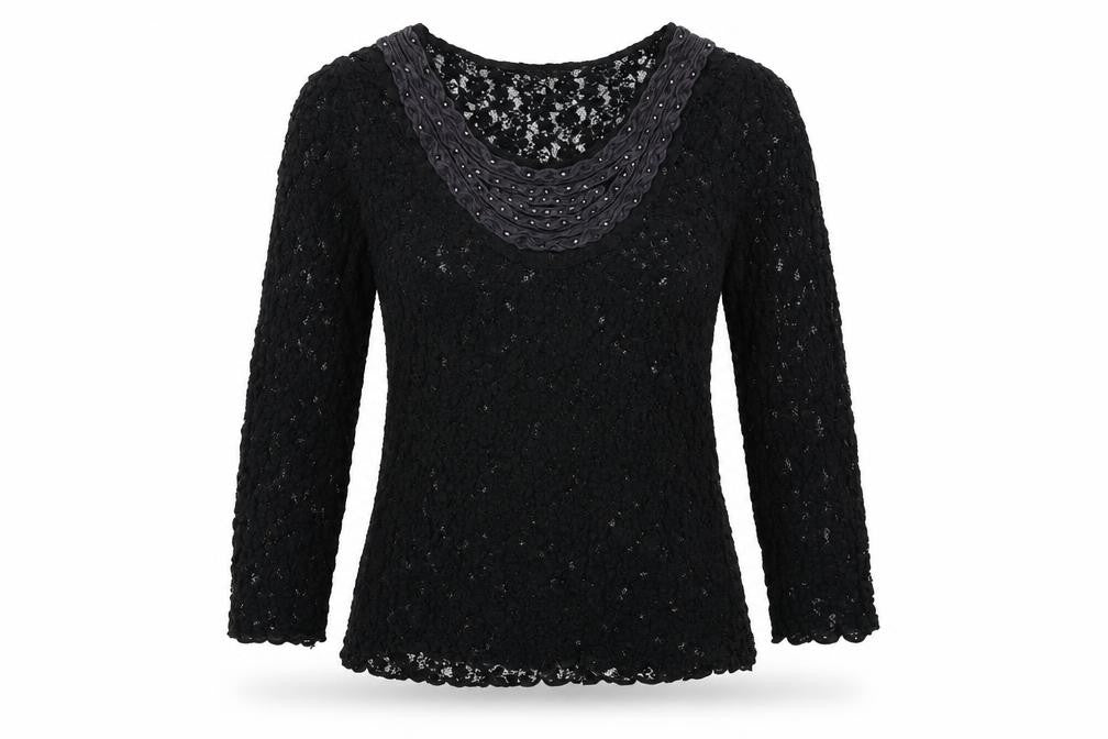 Per Una Womens Black Viscose Basic T-Shirt Size 14 Scoop Neck
