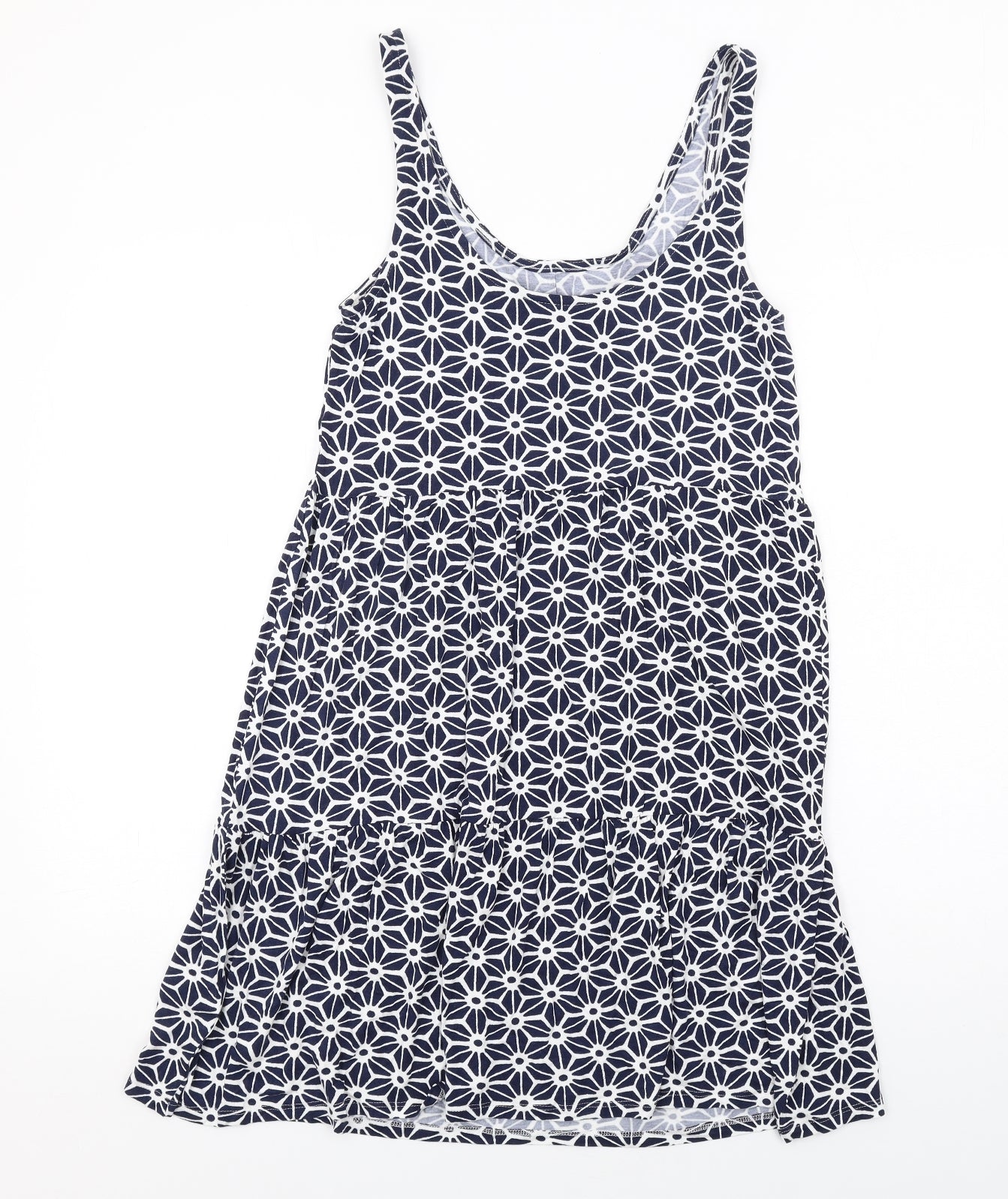 NEXT Womens Blue Geometric Viscose Tank Dress Size 6 Scoop Neck Pullover