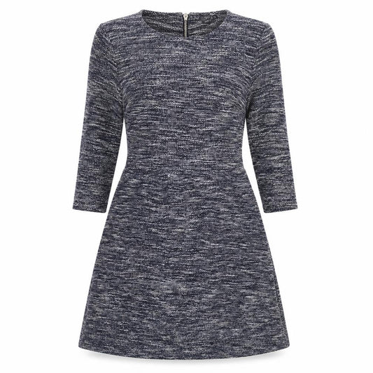 Topshop Womens Blue Cotton Fit & Flare Size 10 Round Neck Zip