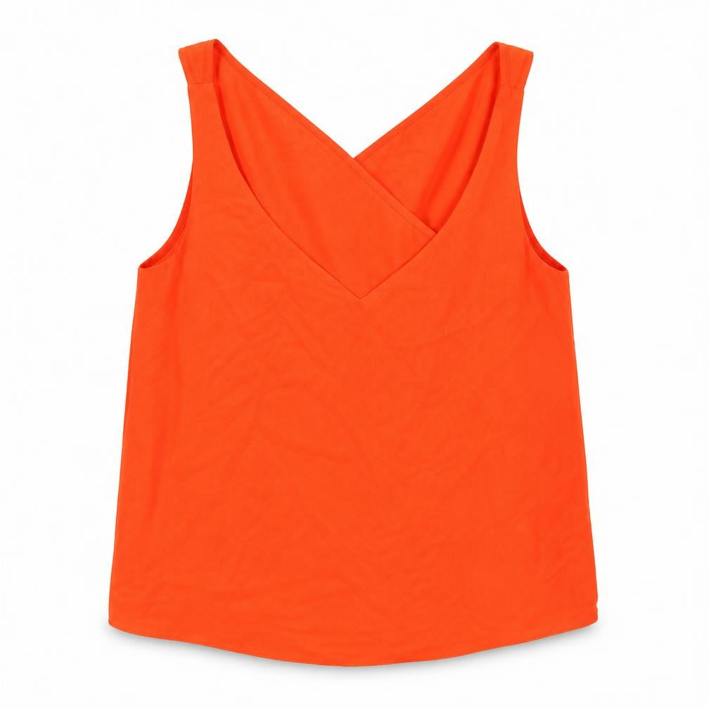 River Island Womens Orange Polyester Basic Tank Size 10 V-Neck