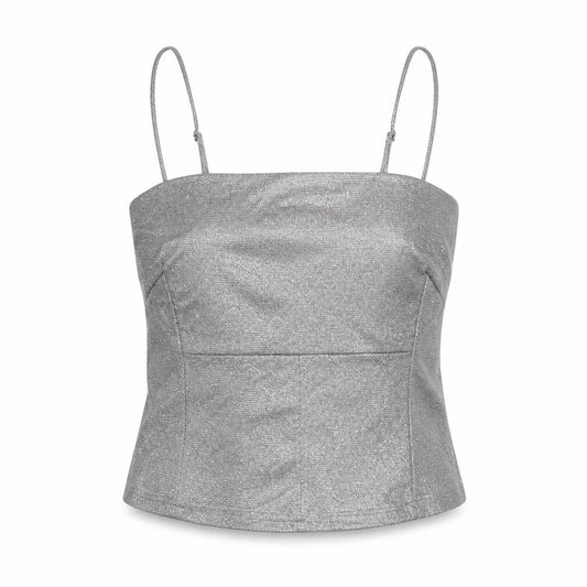 Sparkle & Fade Womens Silver Polyester Camisole T-Shirt Size S Square Neck