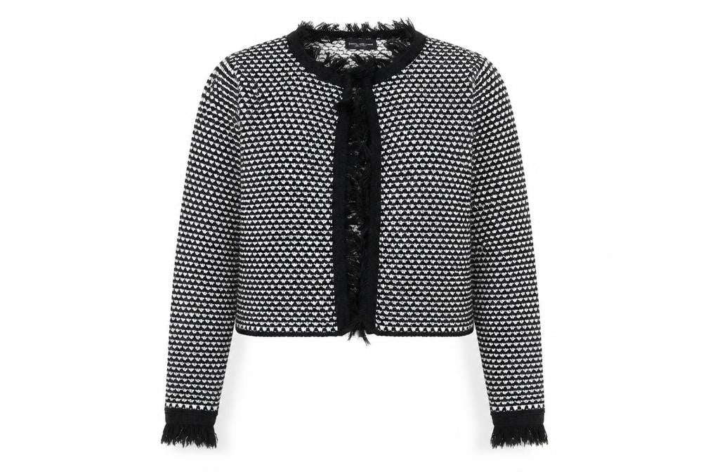 James Lakeland Womens Black Geometric Jacket Size 14 Hook & Eye