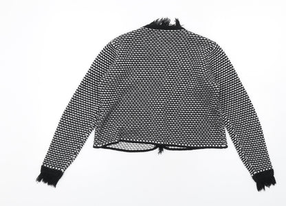 James Lakeland Womens Black Geometric Jacket Size 14 Hook & Eye