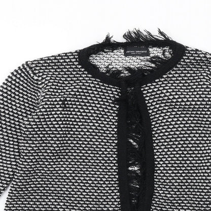 James Lakeland Womens Black Geometric Jacket Size 14 Hook & Eye