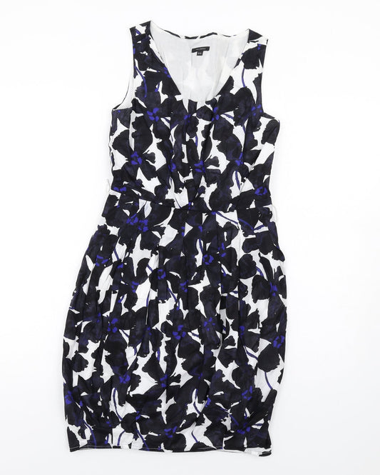 Full Circle Womens Multicoloured Geometric Cotton Pencil Dress Size 8 Scoop Neck Zip