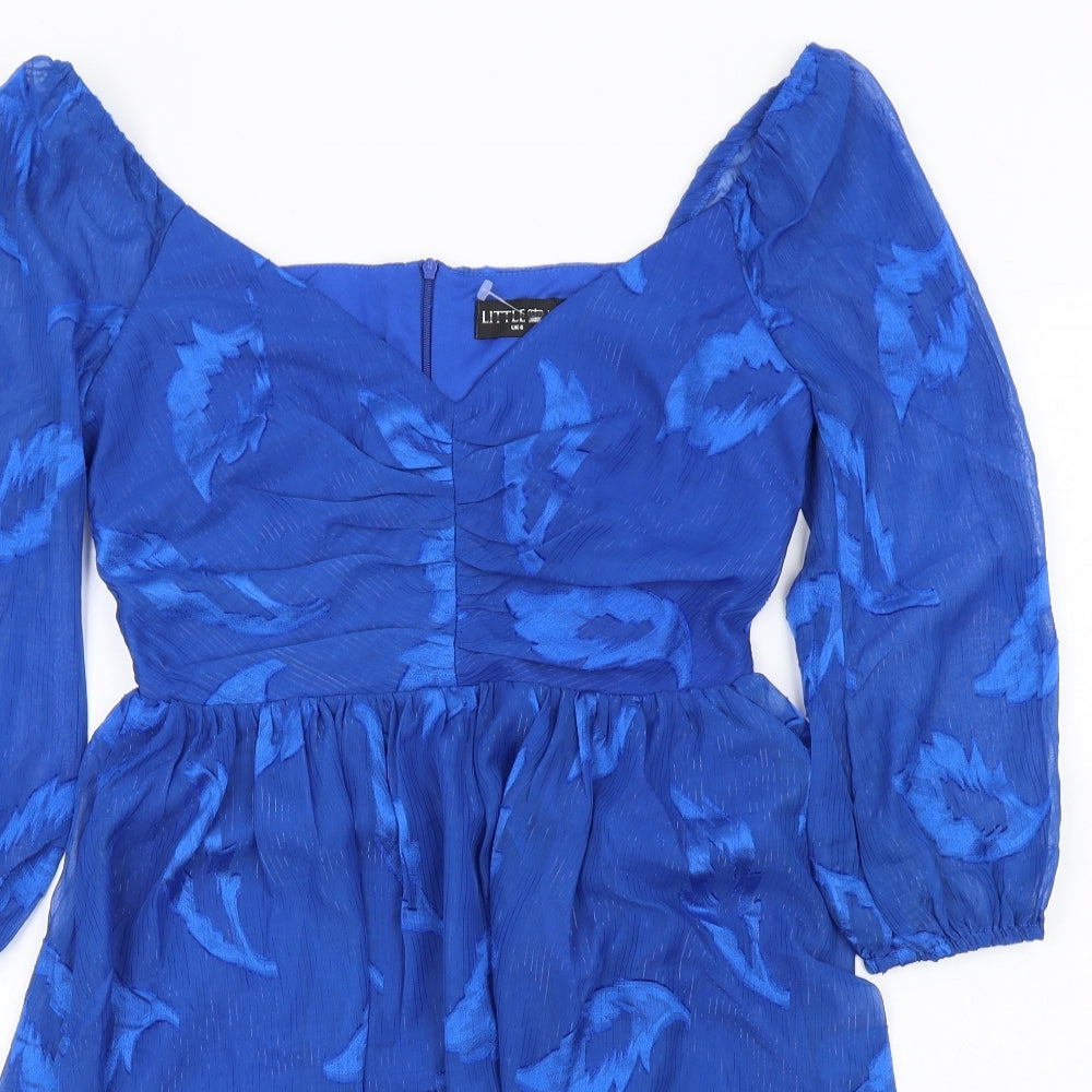 Little Mistress Womens Blue Polyester Fit & Flare Size 6 Sweetheart Zip