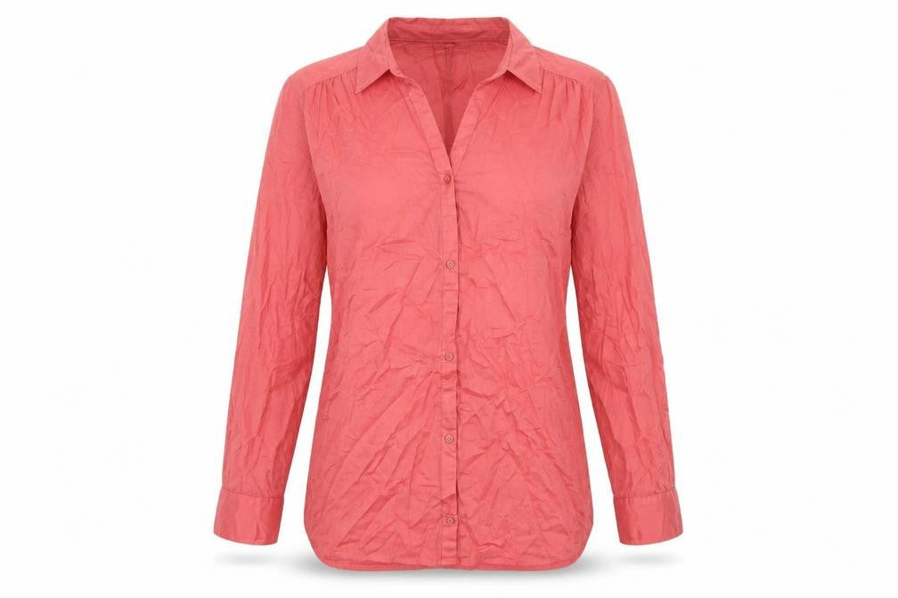 H&M Womens Red Cotton Basic Button-Up Size 8 Collared