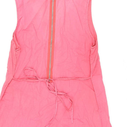 Oasis Womens Pink Cotton Basic Tank Size 14 Scoop Neck - Pleated