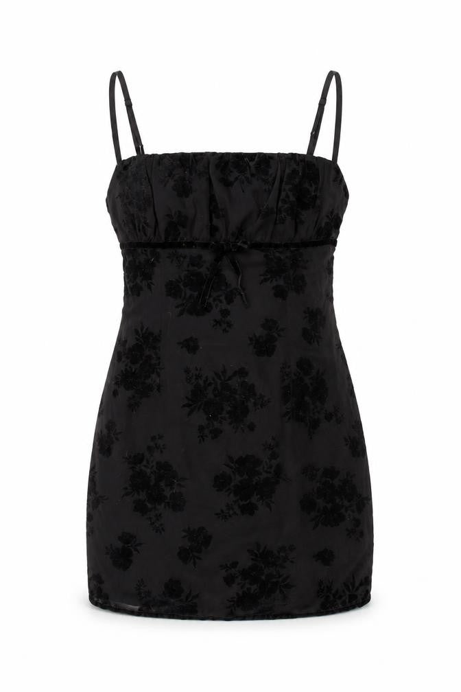 Polly Womens Black Floral Polyester Mini Size 12 Square Neck Zip