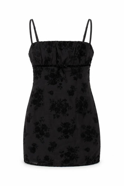 Polly Womens Black Floral Polyester Mini Size 12 Square Neck Zip