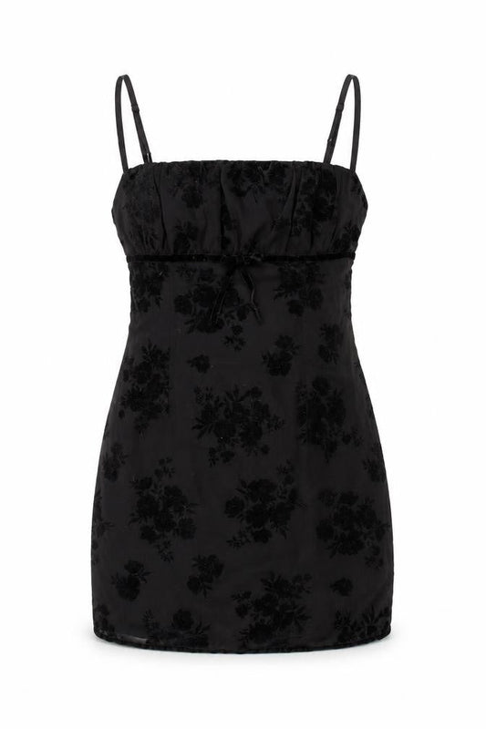 Polly Womens Black Floral Polyester Mini Size 12 Square Neck Zip