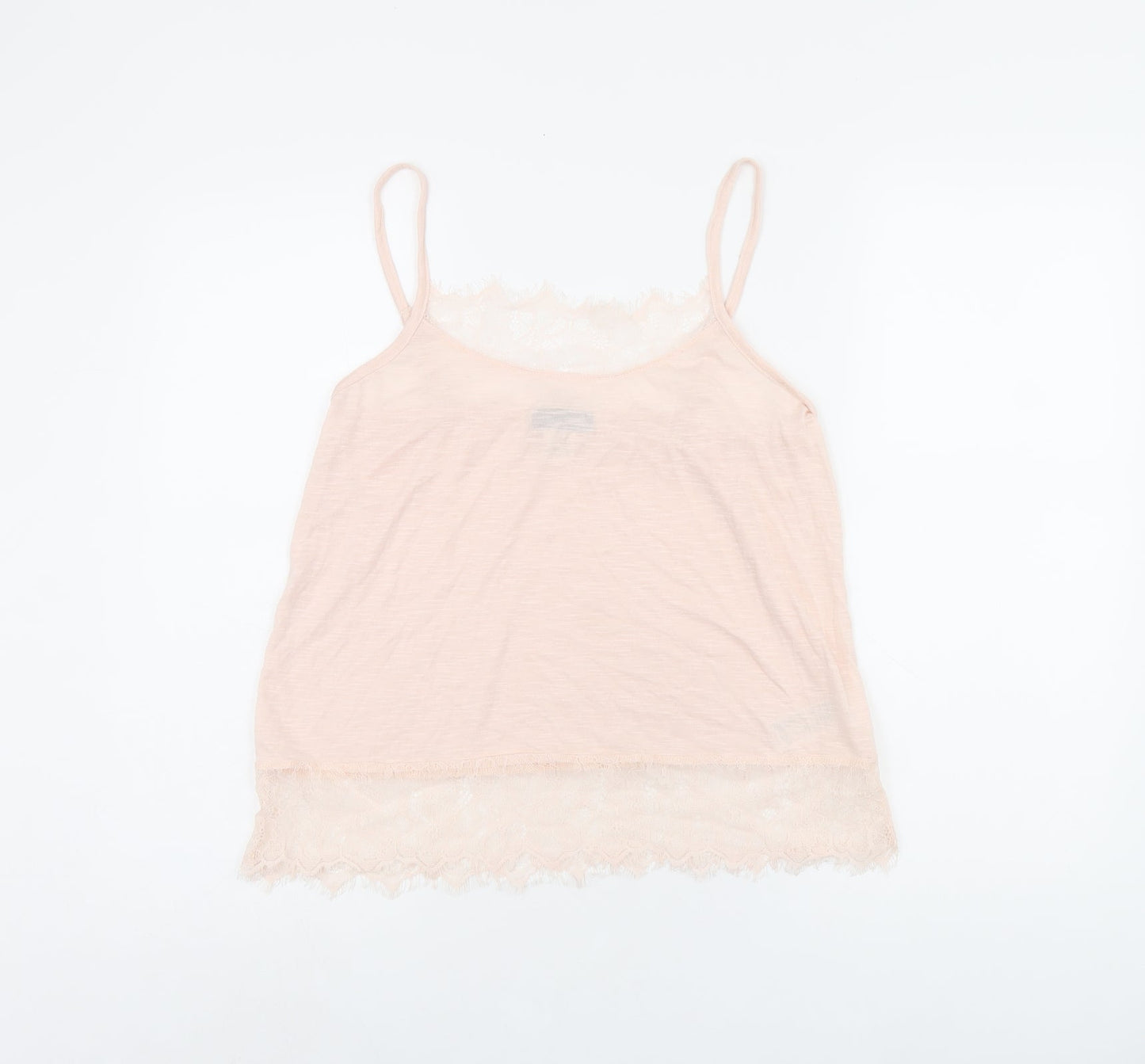 R Edition Womens Pink Polyester Camisole Tank Size 10 Scoop Neck - Size 10-12, Lace Detail, Sheer