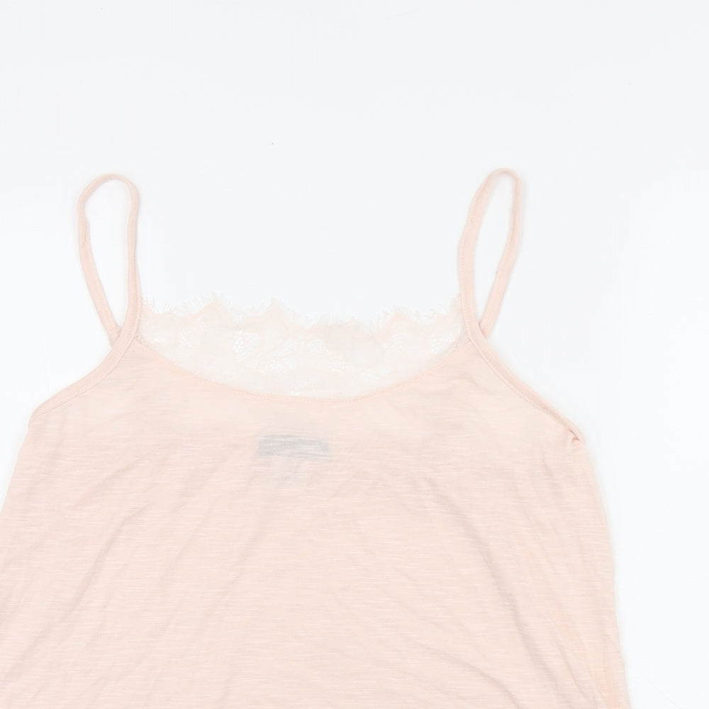 R Edition Womens Pink Polyester Camisole Tank Size 10 Scoop Neck - Size 10-12, Lace Detail, Sheer