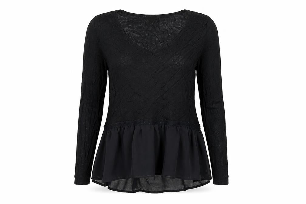 French Connection Womens Black Polyester Basic T-Shirt Size S V-Neck