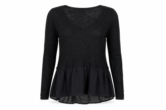 French Connection Womens Black Polyester Basic T-Shirt Size S V-Neck