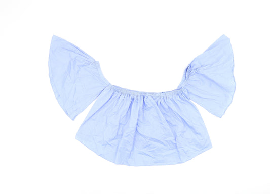 IVIVI Womens Blue Cotton Cropped T-Shirt Size M Off the Shoulder