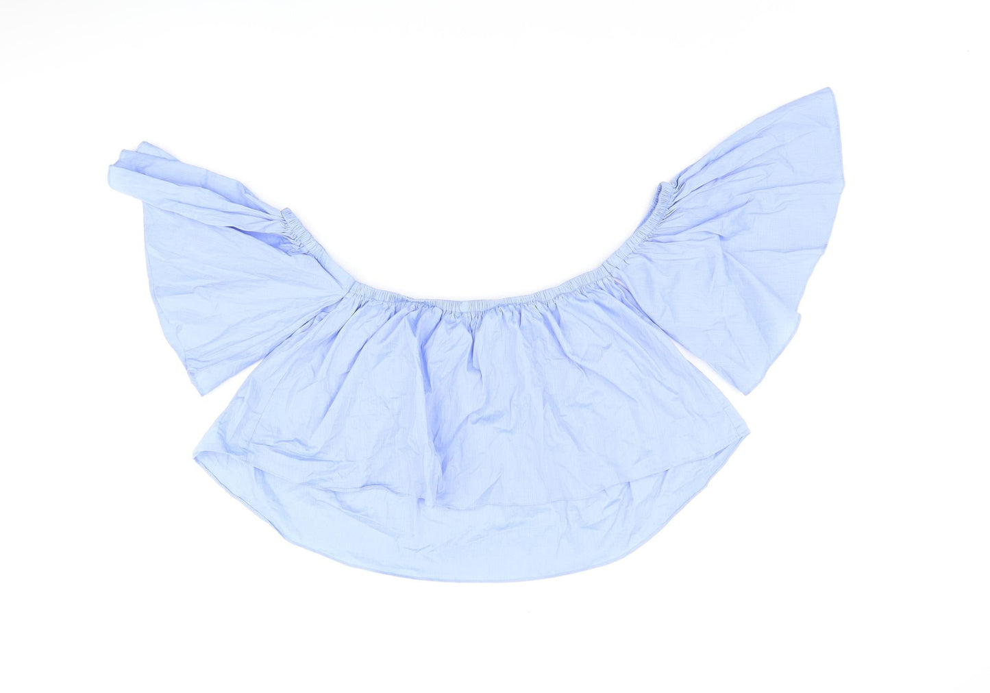 IVIVI Womens Blue Cotton Cropped T-Shirt Size M Off the Shoulder