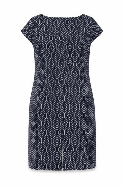 Next Womens Blue Geometric Polyester Shift Size 10 Square Neck Pullover