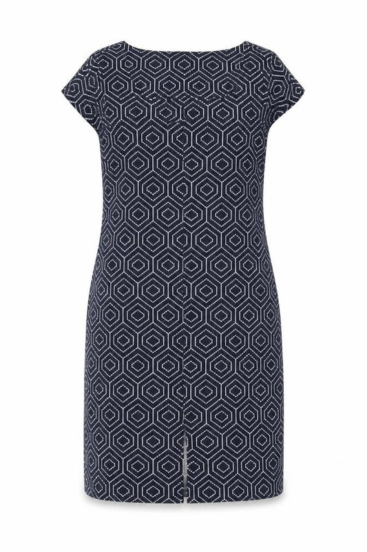 NEXT Womens Blue Geometric Polyester Shift Size 10 Square Neck Pullover