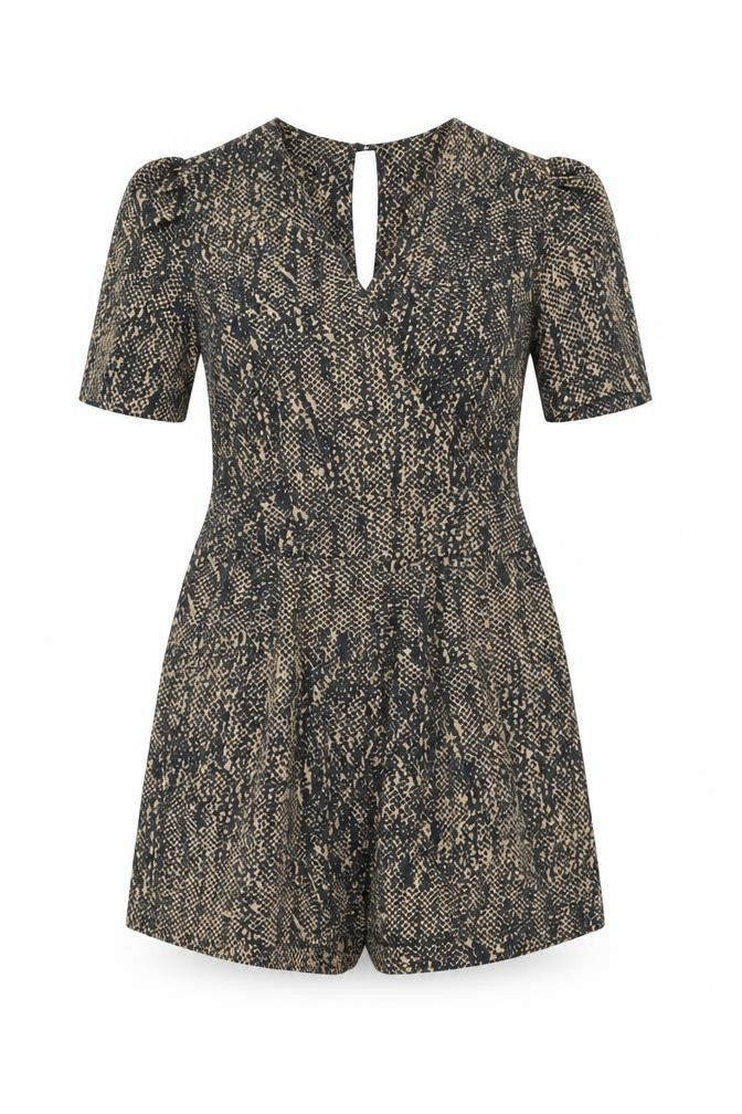 Love Label Womens Brown Geometric Polyester Playsuit One-Piece Size 12 Zip