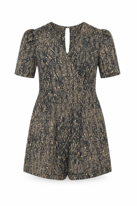 Love Label Womens Brown Geometric Polyester Playsuit One-Piece Size 12 Zip