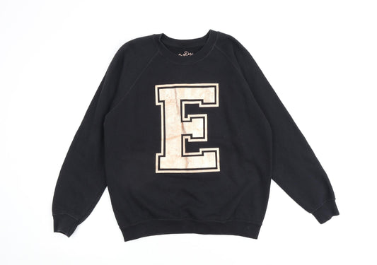 On The Rise Womens Black Cotton Pullover Sweatshirt Size S Pullover