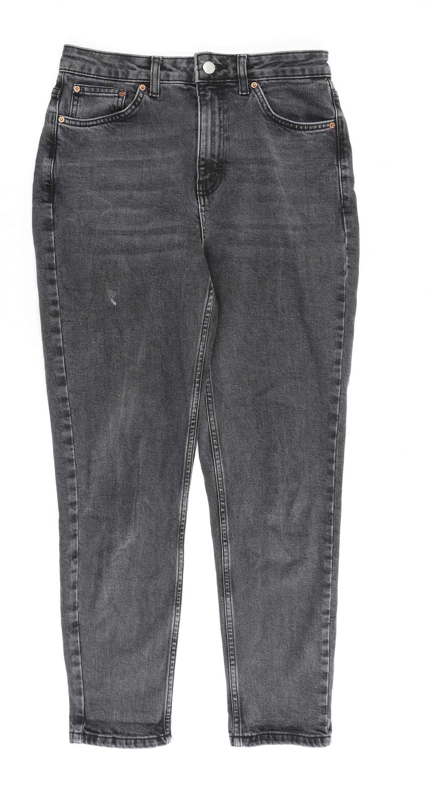 Topshop Womens Grey Cotton Mom Jeans Size 26 in L30 in Regular Zip