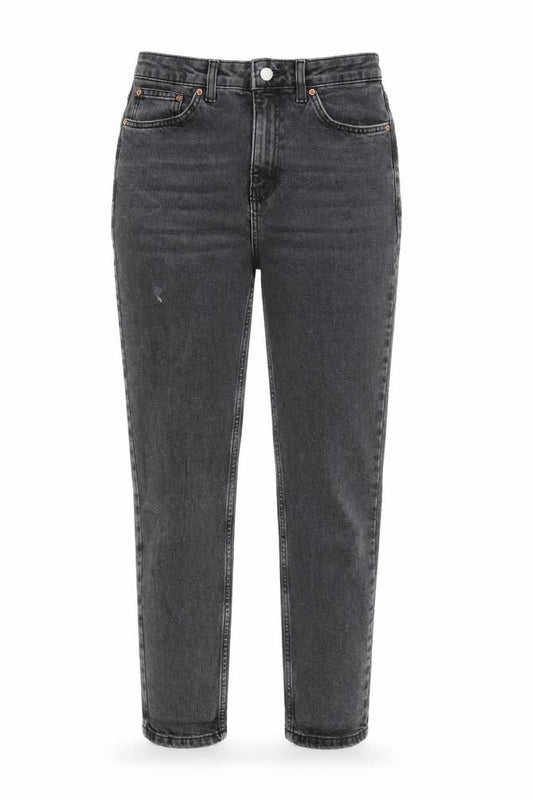 Topshop Womens Grey Cotton Mom Jeans Size 26 in L30 in Regular Zip