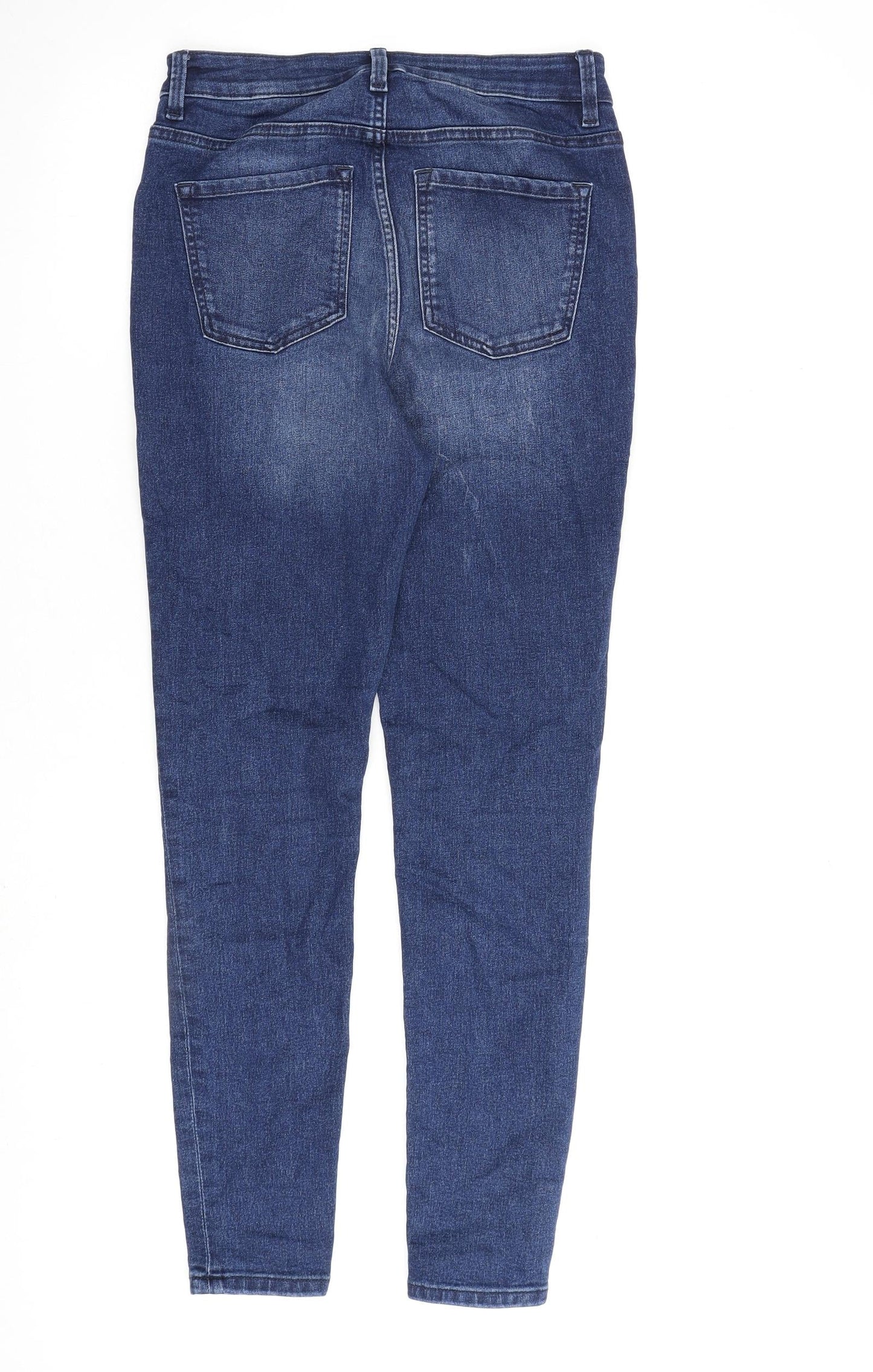 Marks and Spencer Womens Blue Cotton Skinny Jeans Size 8 L28 in Regular Zip