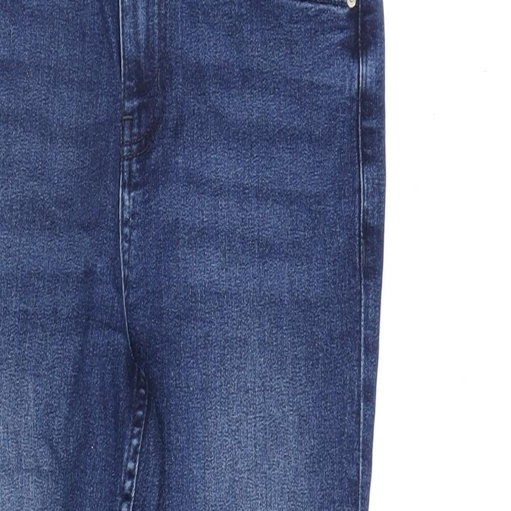 Marks and Spencer Womens Blue Cotton Skinny Jeans Size 8 L28 in Regular Zip