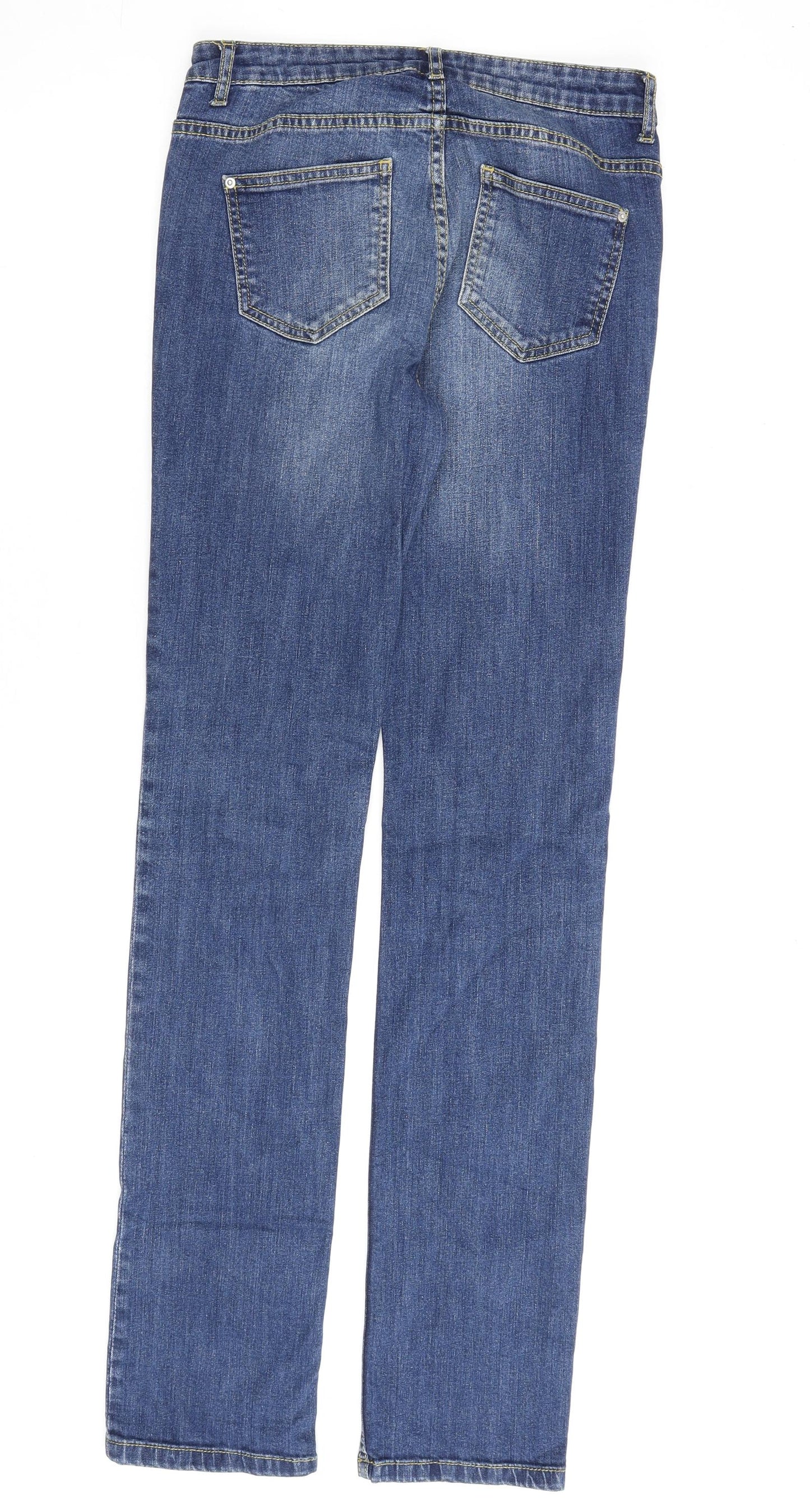 R Essentiel Womens Blue Cotton Straight Jeans Size 8 L33 in Regular Zip