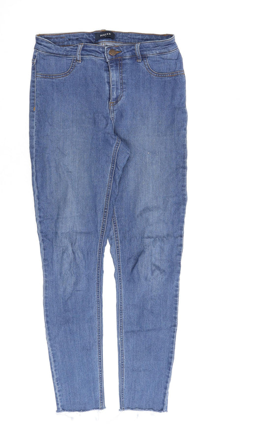 Pieces Womens Blue Cotton Skinny Jeans Size M L28 in Regular Zip