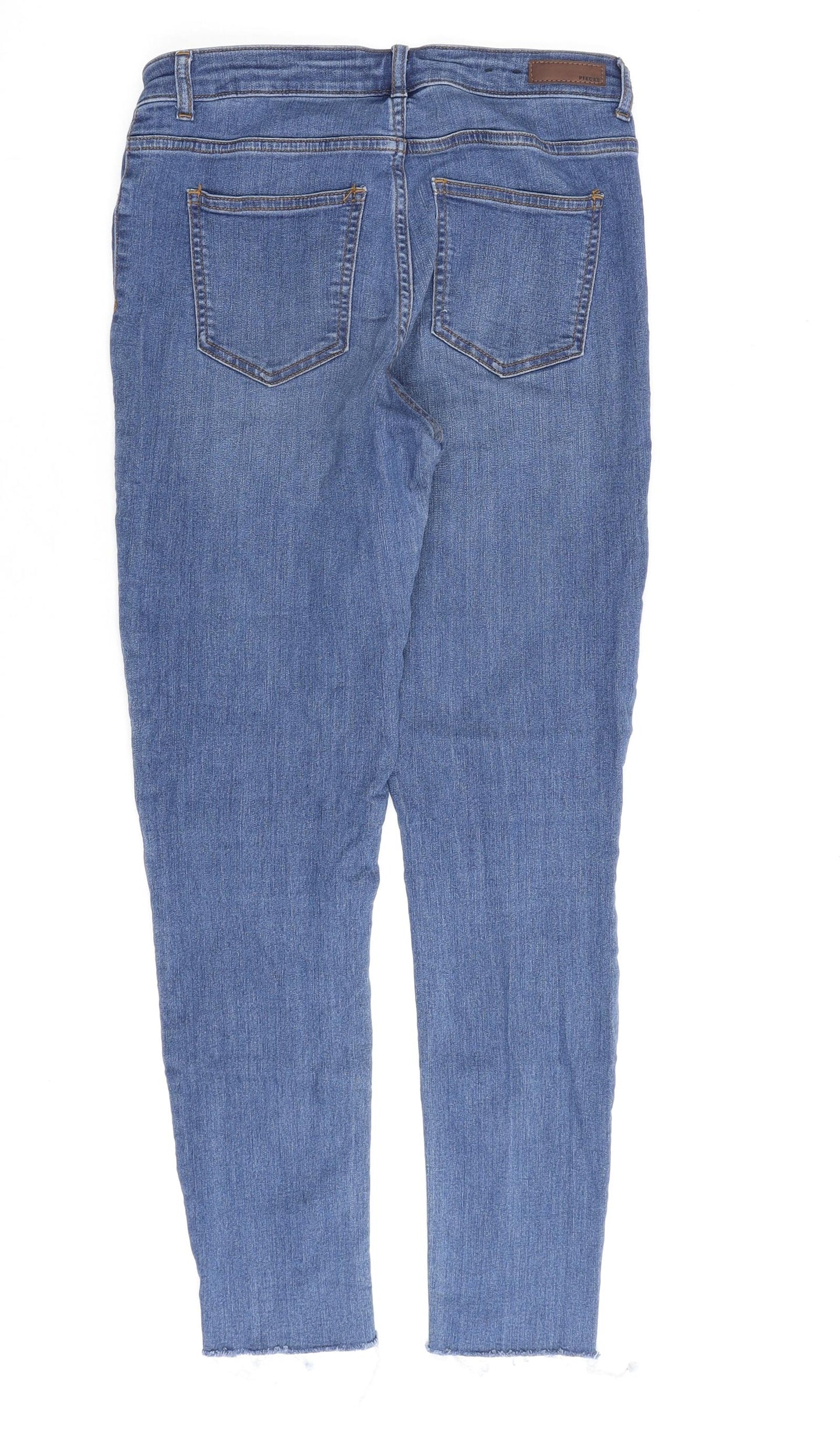 Pieces Womens Blue Cotton Skinny Jeans Size M L28 in Regular Zip