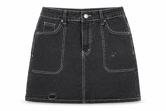 Nasty Gal Womens Grey Cotton A-Line Skirt Size 8 Zip