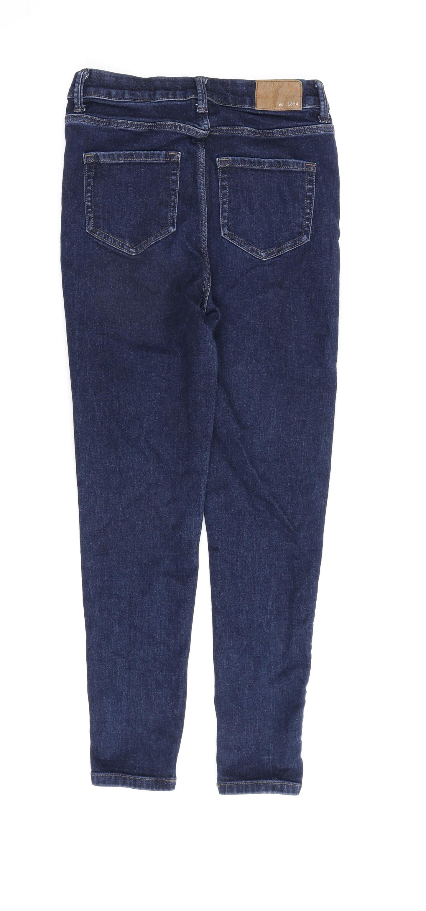 Marks and Spencer Womens Blue Cotton Skinny Jeans Size 8 L25 in Regular Zip