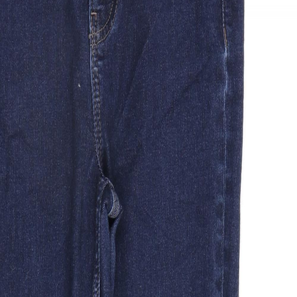 Marks and Spencer Womens Blue Cotton Skinny Jeans Size 8 L25 in Regular Zip