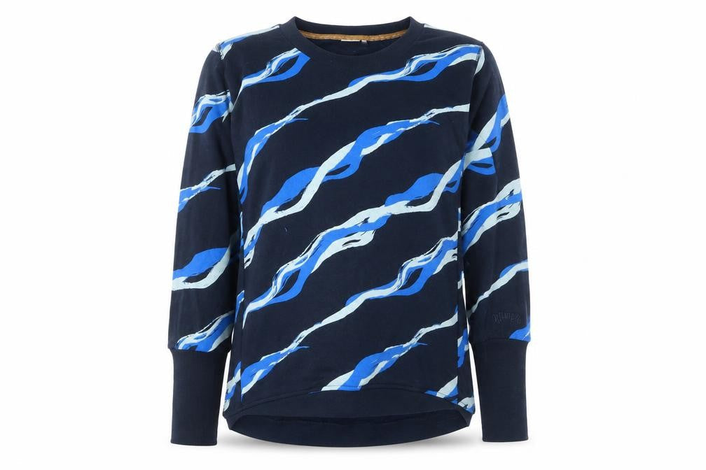 Numph Womens Blue Striped Cotton Pullover Sweatshirt Size XS Pullover