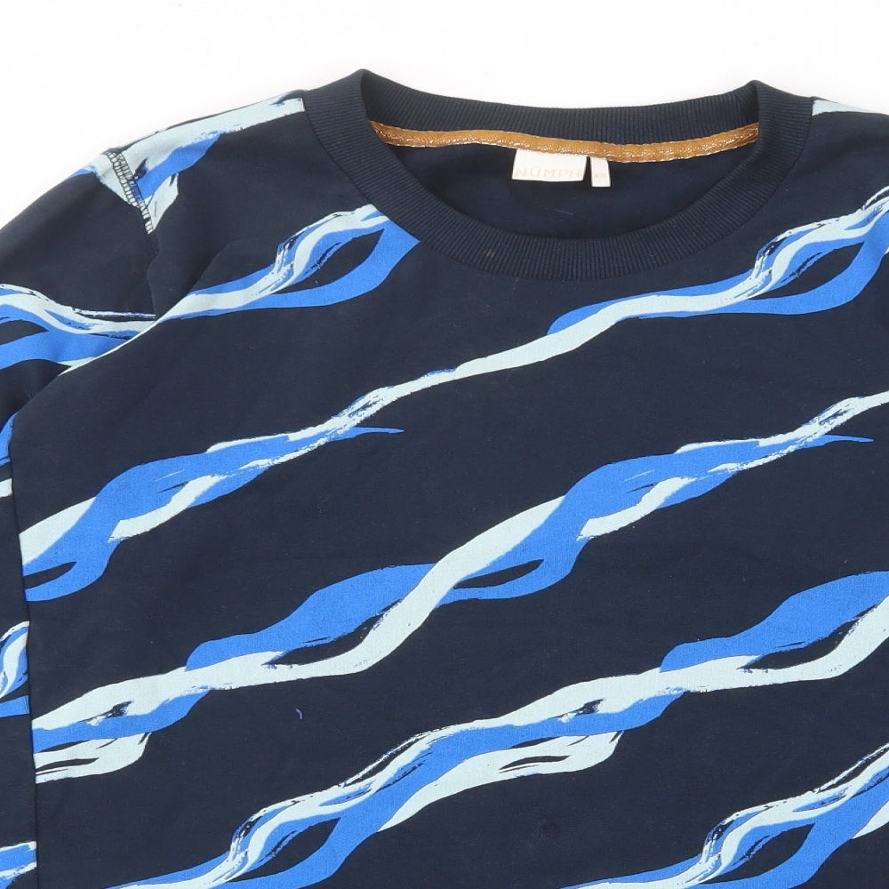 Numph Womens Blue Striped Cotton Pullover Sweatshirt Size XS Pullover