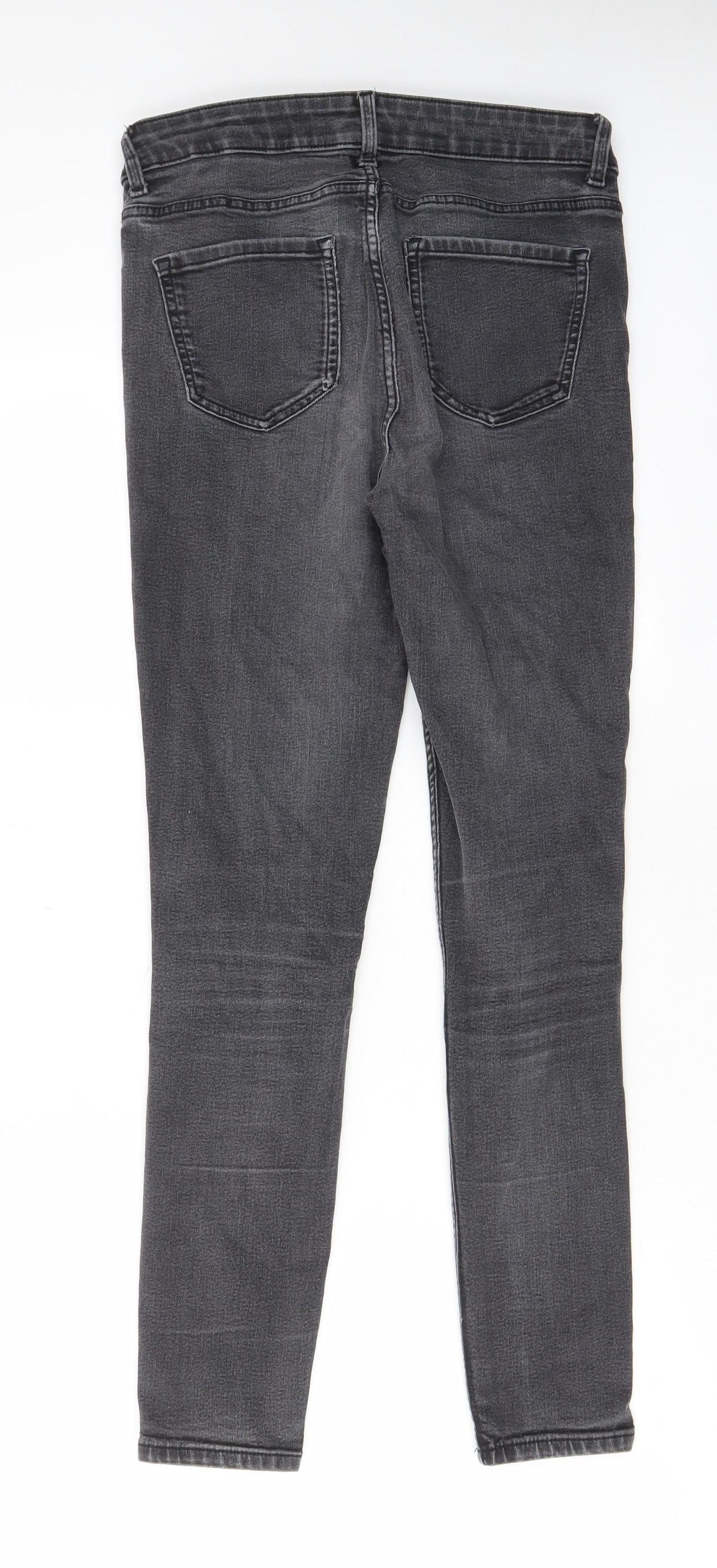 Marks and Spencer Womens Grey Cotton Skinny Jeans Size 10 L27 in Regular Zip - Pockets