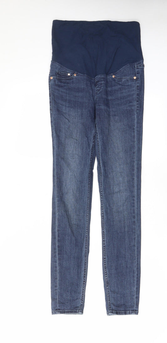 H&M Womens Blue Cotton Skinny Jeans Size 8 L29 in Regular - Pockets