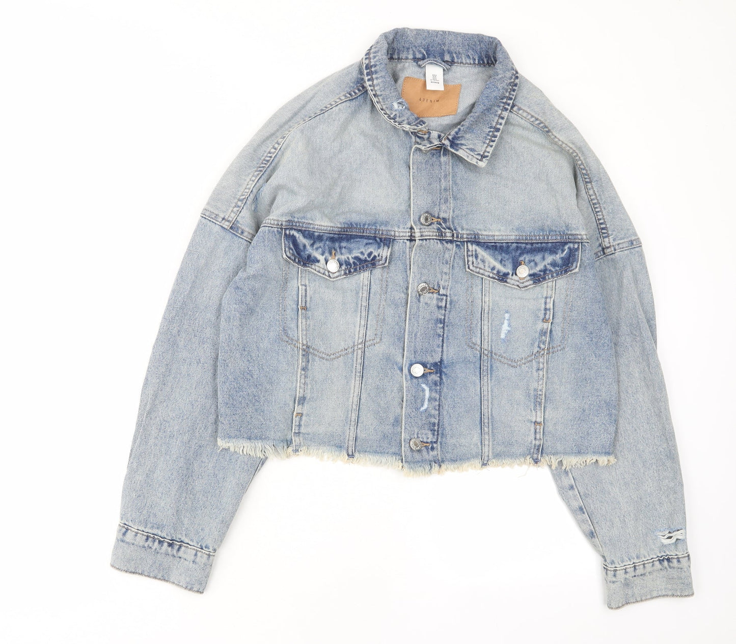 H&M Womens Blue Jacket Size M Button - Pockets