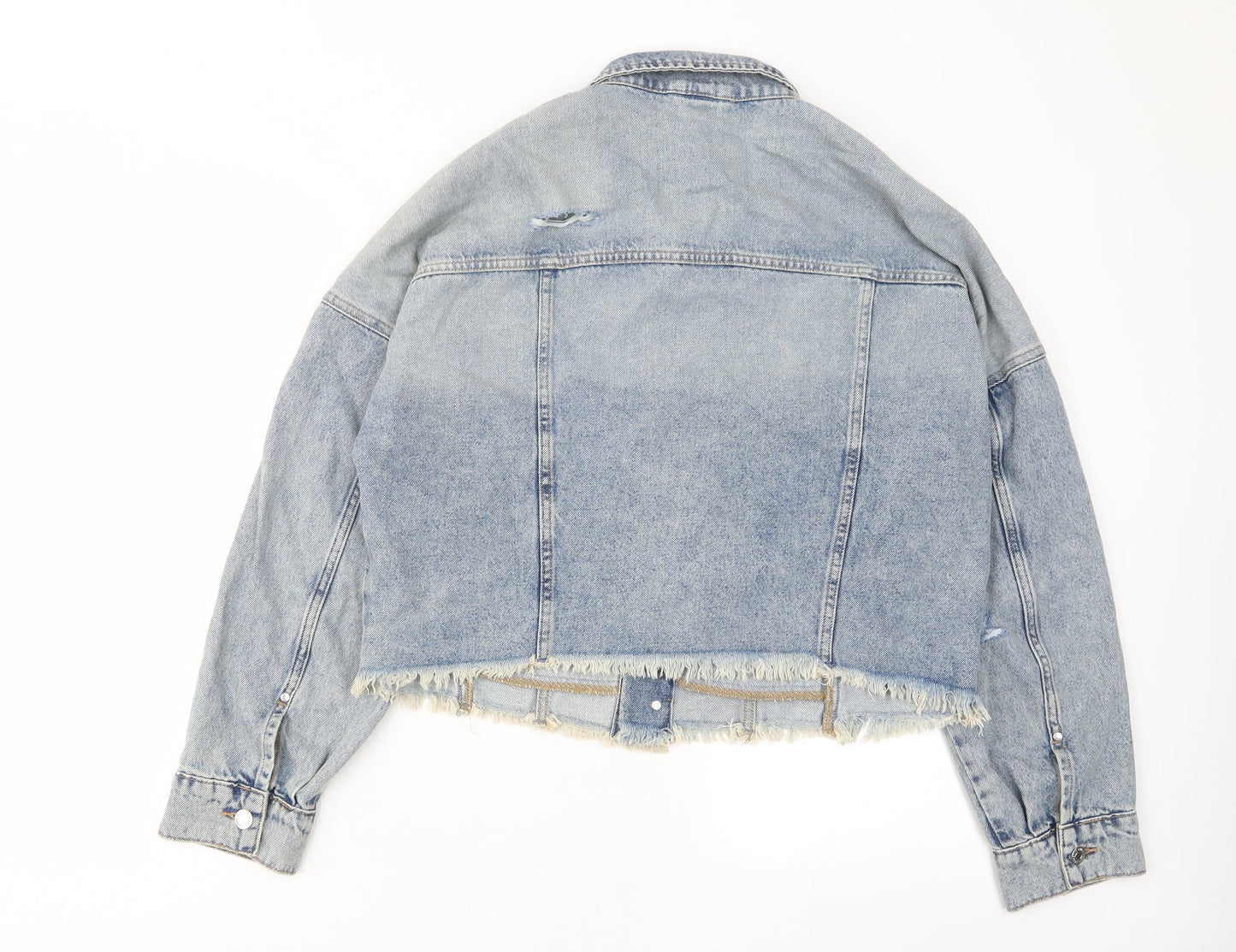 H&M Womens Blue Jacket Size M Button - Pockets