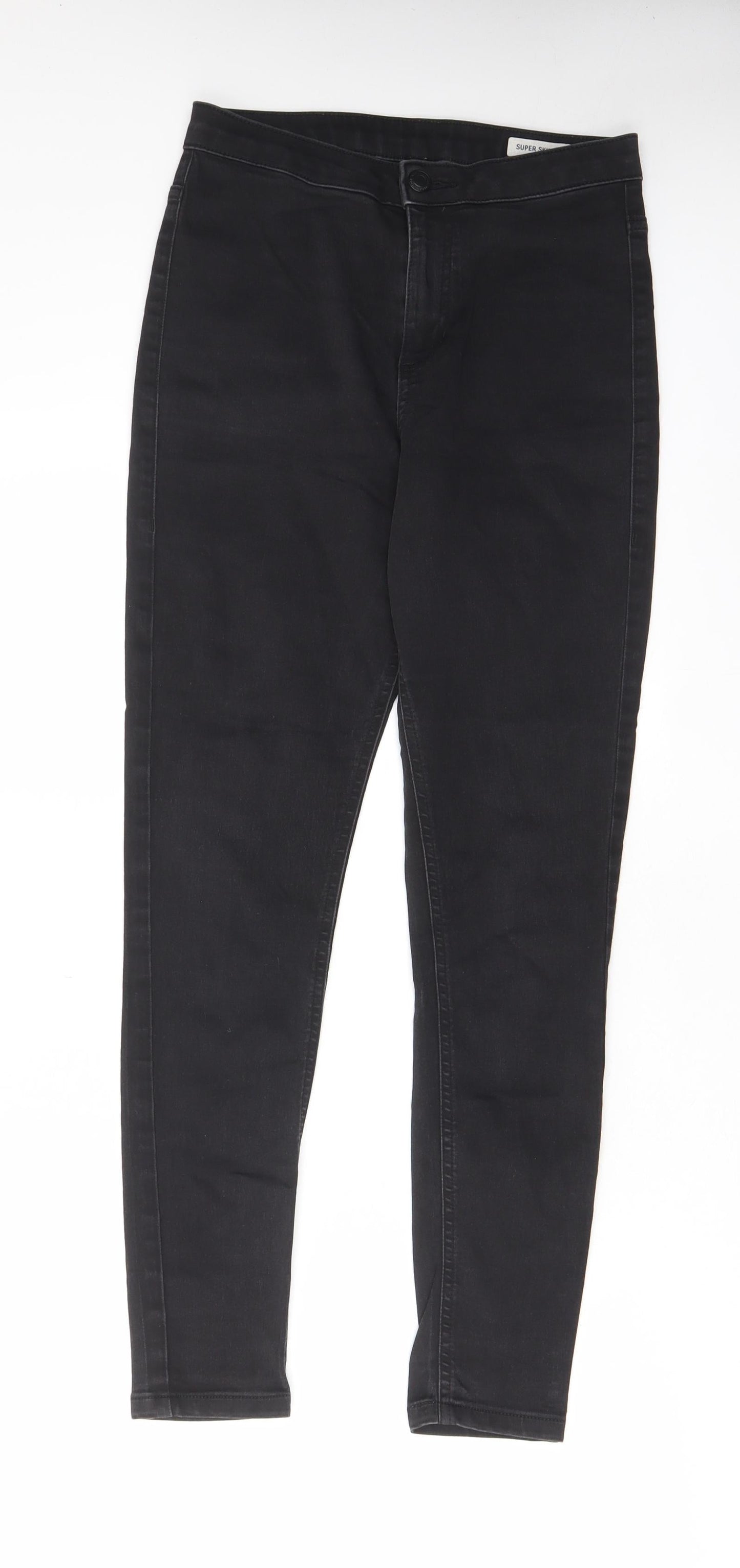 Marks and Spencer Womens Black Cotton Skinny Jeans Size 10 L28 in Regular Zip - Pockets