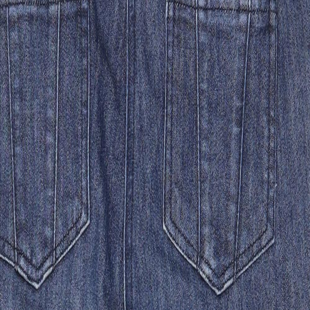 JoJo Maman Bébé Womens Blue Cotton Dungaree One-Piece Size 8 L31 in Button - Pockets