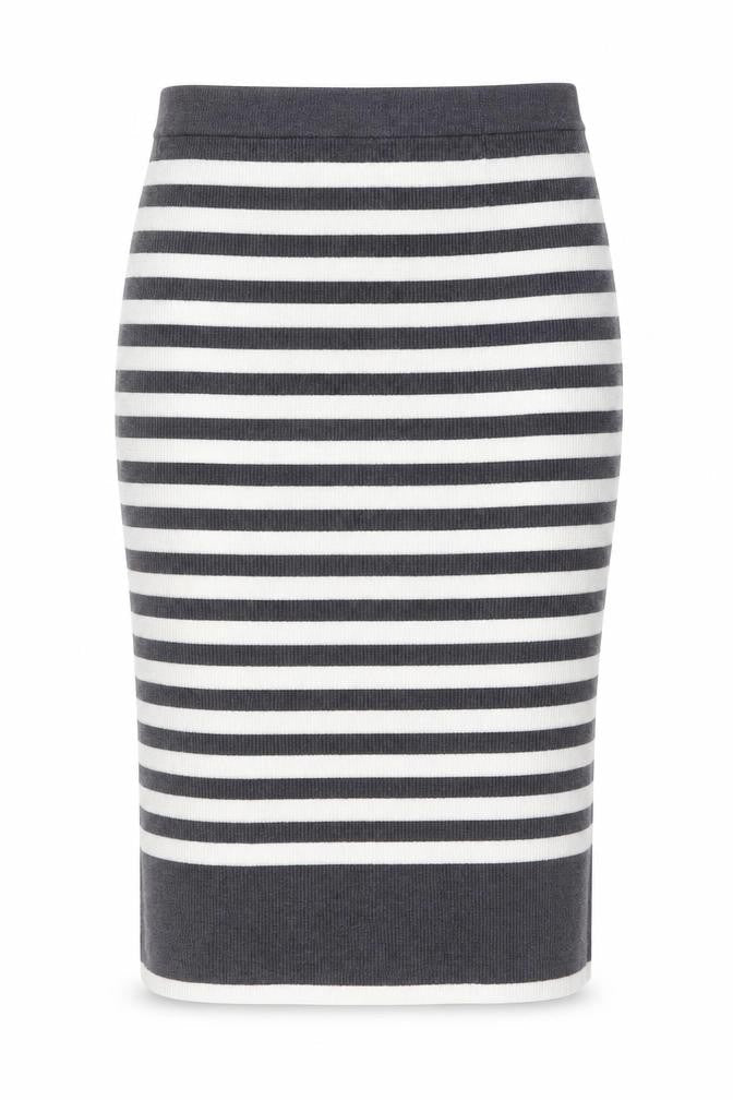 Marks & Spencer Womens Grey Striped Viscose Straight & Pencil Skirt Size L