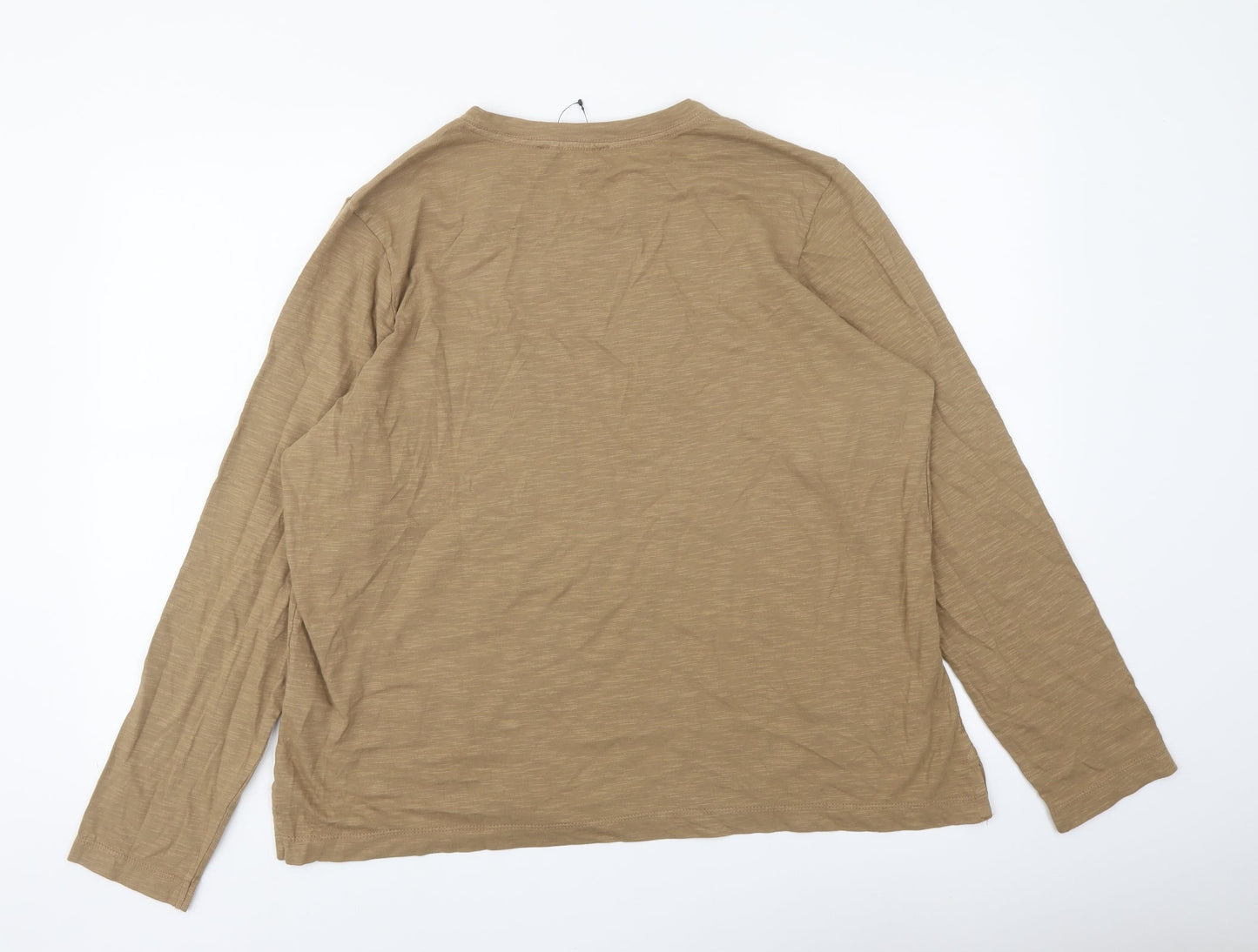 Marks and Spencer Womens Brown Cotton Basic T-Shirt Size 16 Crew Neck