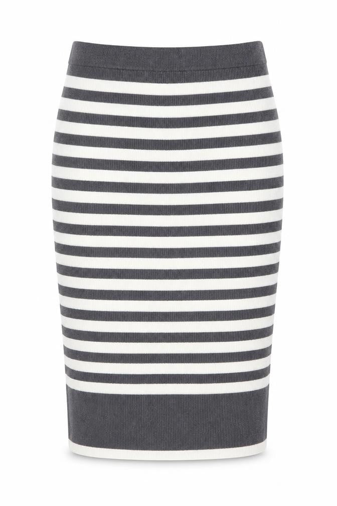 Marks & Spencer Womens Grey Striped Viscose Straight & Pencil Skirt Size L