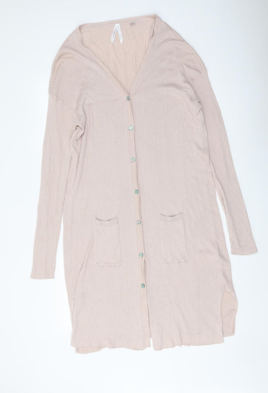 Seraphine Womens Pink V-Neck Cotton Cardigan Jumper Size L