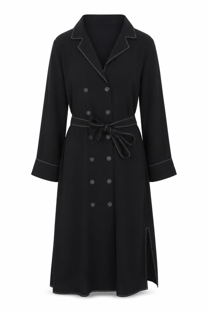 Red Herring Womens Black Polyester Shirt Dress Size 8 V-Neck Button